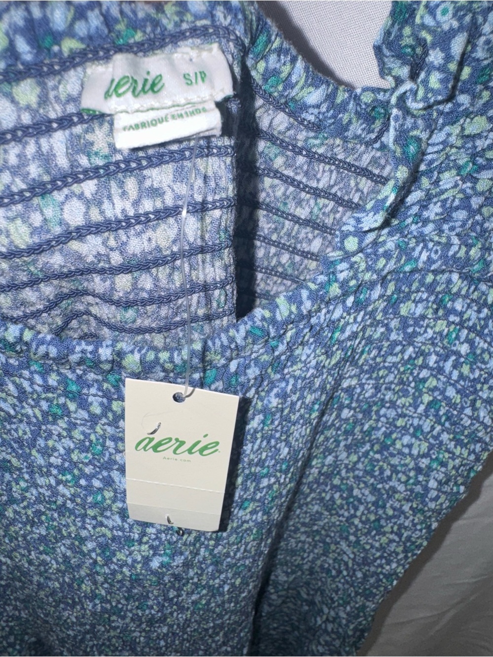 aerie Teal Floral Smocked Midi Dress - Picture 7 of 7